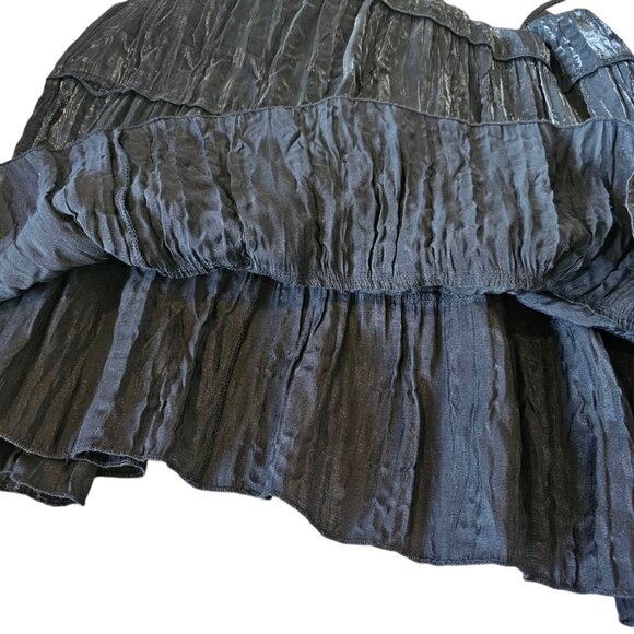 Y2K Womens Maxi Skirt Black Tiered Crinkle Irresdescent Whimsigoth Size M 8 10 - Picture 6 of 10